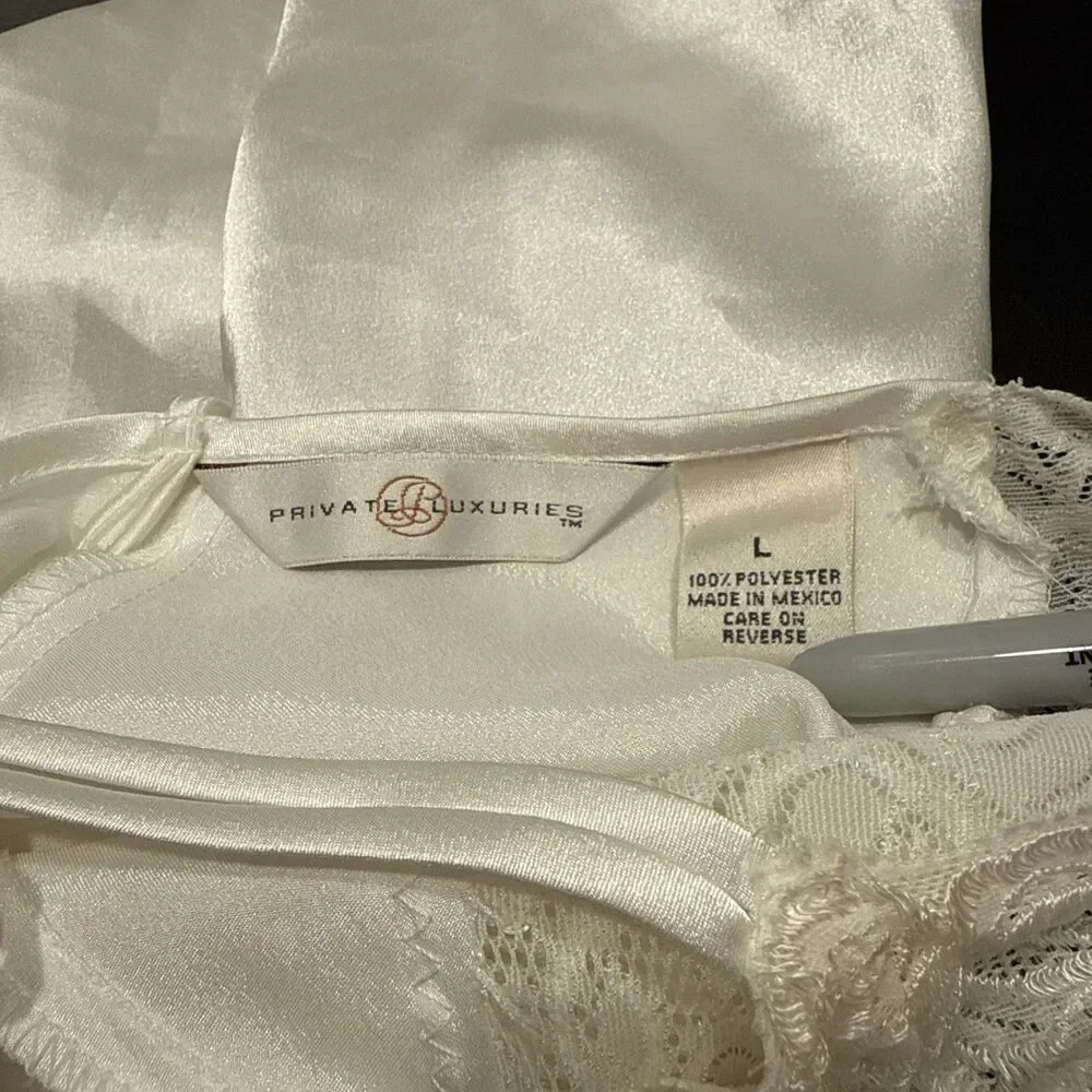 VINTAGE CAMISOLE by PRIVATE LUXURIES White SATIN Size Large - Picture 5 of 6